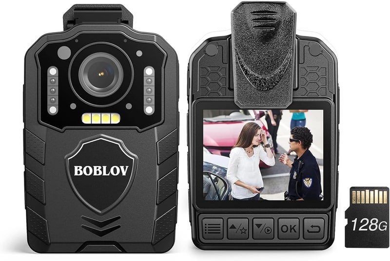 BOBLOV KJ25 128GB Body Camera, 3000mAh with 10-13Hrs Recording, Affordable Body Cam with Night Vision, External TF Card with Exchange for Hiking, Delivery, Law Enforcement(128GB) - Image 1
